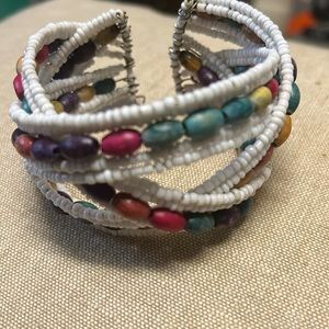 Colorful Beaded woven cuff bracelet.